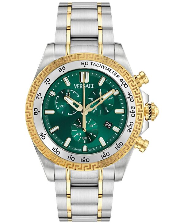 ヴェルサーチ メンズ アクセサリー 腕時計 Tシャツ Versace Men'swiss Chronograph X Two-Tone Stainlessteel Bracelet Watch 44mm Two Tone