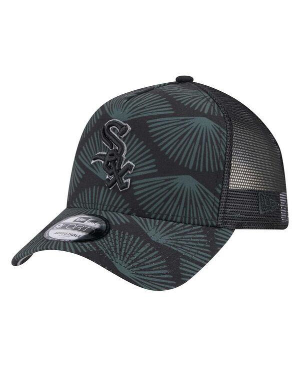ニューエラ メンズ アクセサリー 帽子 New Era Men's Black Chicago White Sox 9FORTY A-Frame Trucker Adjustable Hat Black ブラック