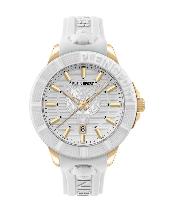 プレイン スポーツ メンズ アクセサリー 腕時計 Plein Sport Men's City Rush 3 Handate Quartz White Silicone Strap Watch 45mm White ホワイト