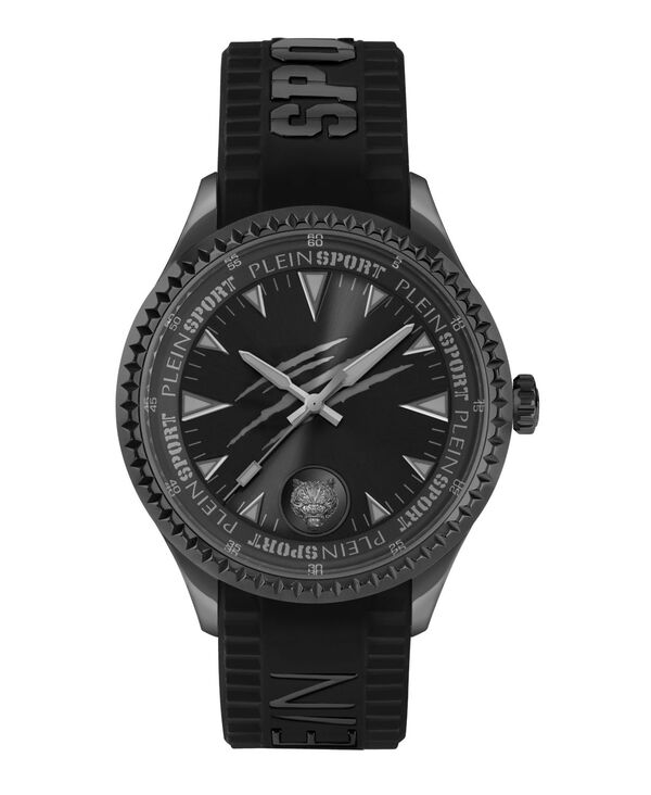 プレイン スポーツ メンズ アクセサリー 腕時計 Plein Sport Men's Lineman 3 Hand Quartz Black Silicone Strap Watch 45mm Black ブラック