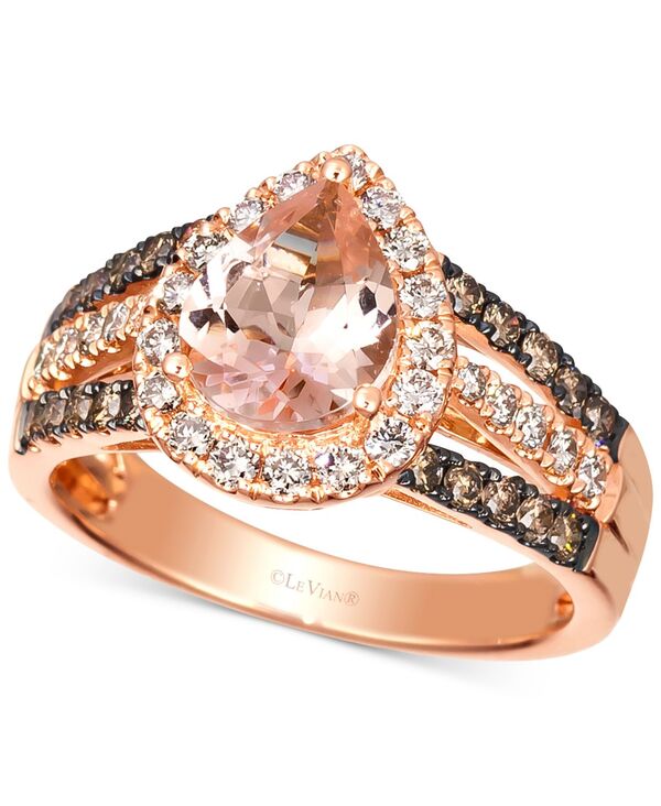 ル ヴァン レディース アクセサリー リング Le Vian Peach Morganite (1-1/10 ct.w.) & Diamond (3/4 ct.w.) Pear Halo Ring in 14k Rose Gold (Also Available in 14K White Gold or 14k Yellow Gold) Rose Gold ゴールド｜ReVida 店