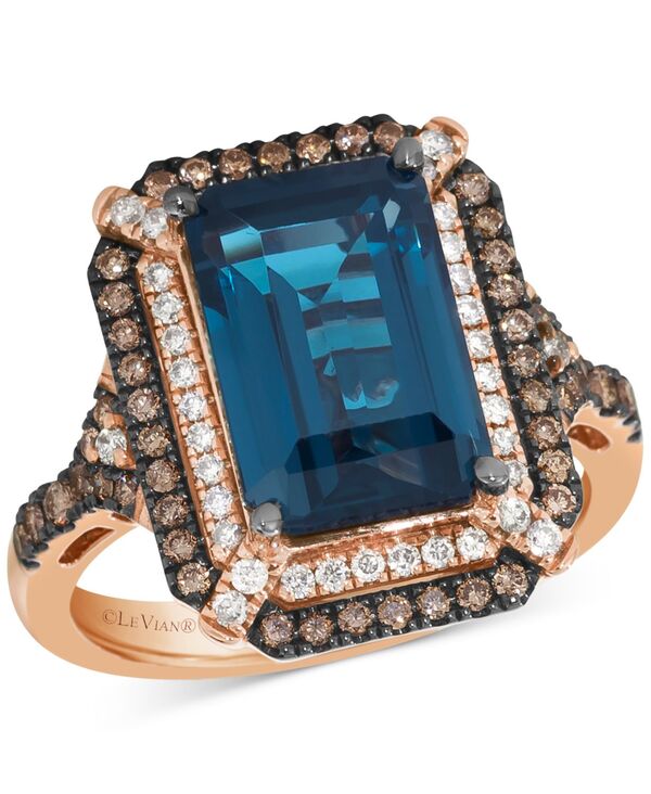ル ヴァン レディース アクセサリー リング Le Vian Deep Sea Blue Topaz (3-7/8 ct.w.) & Diamond (5/8 ct.w.) Double Halo Ring in 14k Rose Gold (Also Available in 14K White Gold or 14k Yellow Gold) Blue Topaz / Rose Gold ブルー