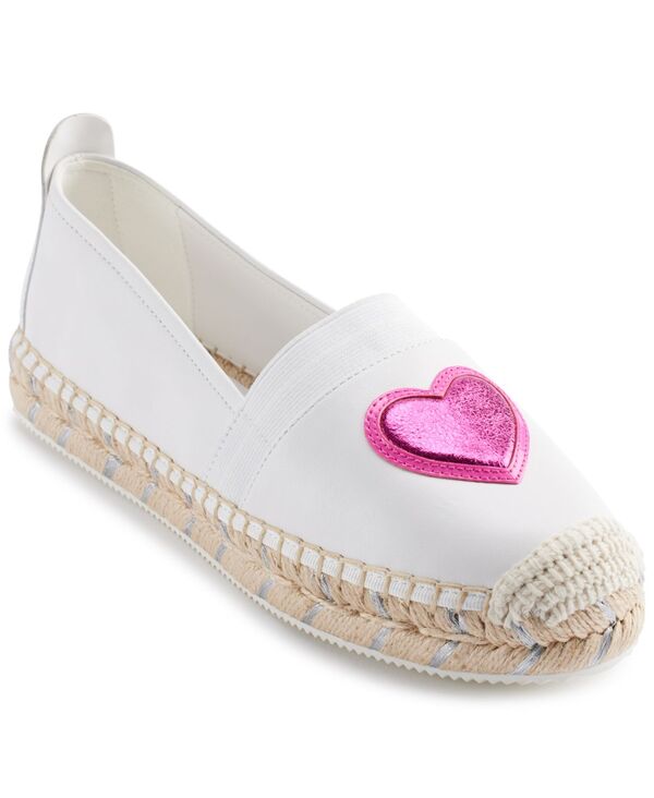 長い巻き毛 ラガーフェルド レディース シューズ パンプス KARLAGERFELD PARIS Women\u0027s Manika Heart Patch Espadrille Flats Bright White 白いこと