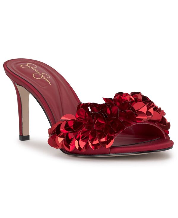 ジェシカシンプソン レディース シューズ サンダル スパンコール Jessica Simpson Women's Palora Slip-On Sequin Dressandals Chili Pepper Satin
