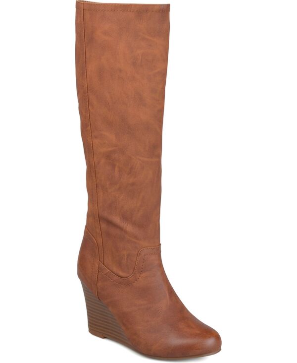 ジュルネ コレクション レディース シューズ ブーツ・レインブーツ Journee Collection Women's Langly Regular & Wide Calf Knee High Wedge Boots Brown ブラウン