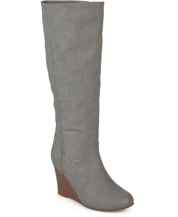 ジュルネ コレクション レディース シューズ ブーツ・レインブーツ Journee Collection Women's Langly Regular & Wide Calf Knee High Wedge Boots Grey グレー