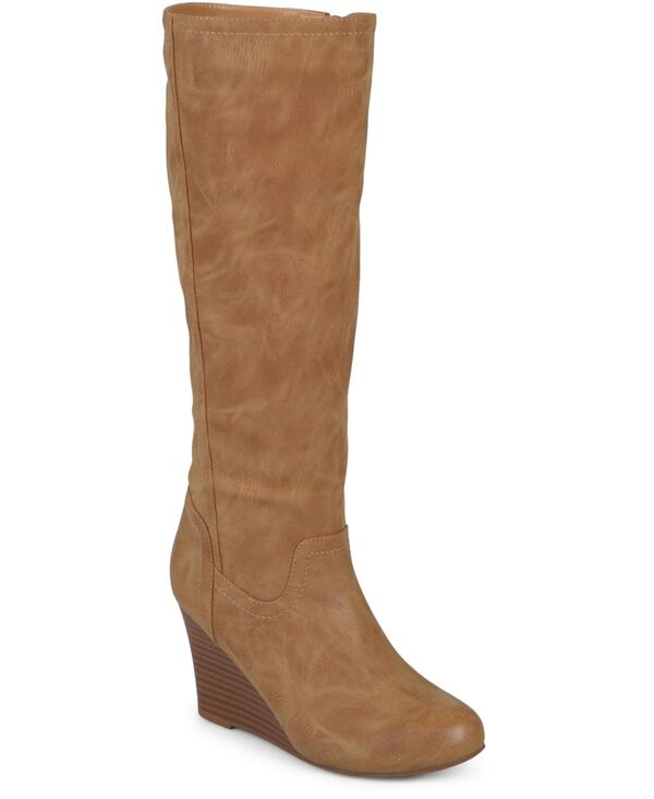 ジュルネ コレクション レディース シューズ ブーツ・レインブーツ Journee Collection Women's Langly Regular & Wide Calf Knee High Wedge Boots Tan タン