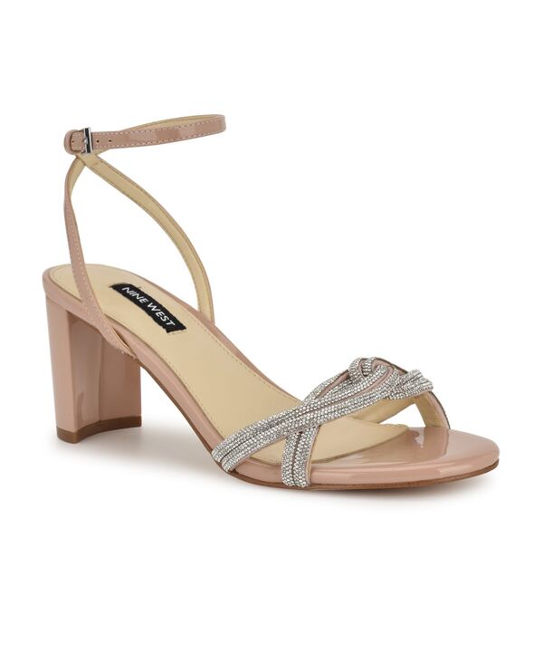 ナインウェスト レディース シューズ サンダル ヒール Nine West Women's Genner Embellished Block Heel Sandals Light Natural Patent