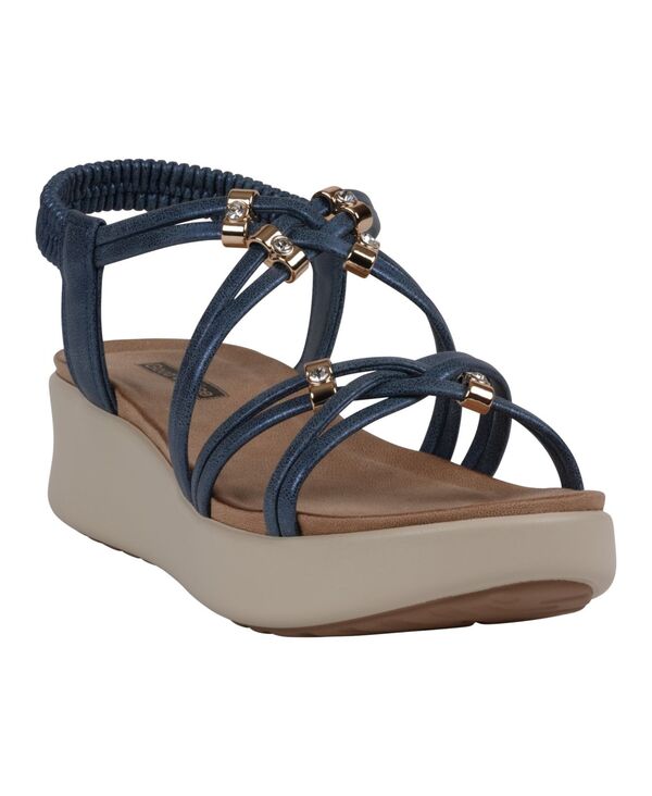 ジーシーシューズ レディース サンダル GC Shoes Women\u0027s Fran Strappy Wedge Sandals Navy 米国海軍