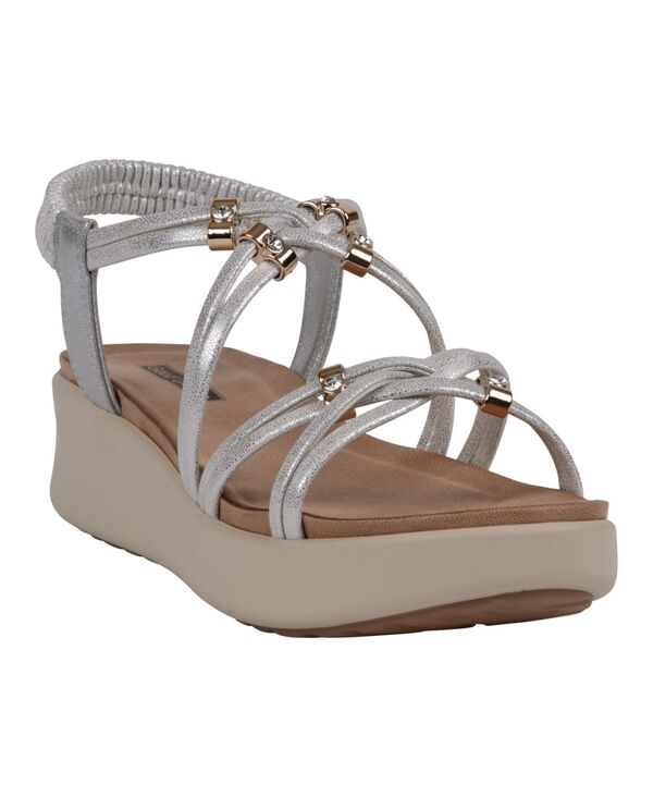 ジーシーシューズ レディース サンダル GC Shoes Women\u0027s Fran Strappy Wedge Sandalsilver しろがね色