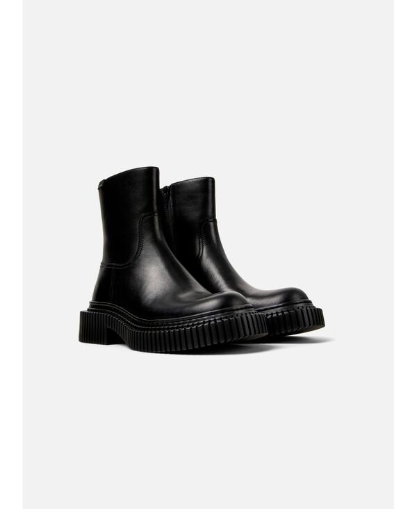 カンペール レディース シューズ ブーツ・レインブーツ レザー Camper Pix Berlin Leather Medium Zip / Medium Elastic Black ブラック