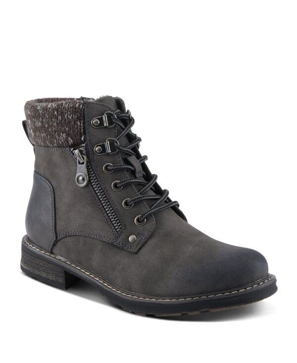 パトリシア レディース シューズ ブーツ・レインブーツ セーター レース Patrizia Women s Jadelyn Hiker-Inspired Lace-Up Boots with Sweater Collar and Zipper Dark grey グレー