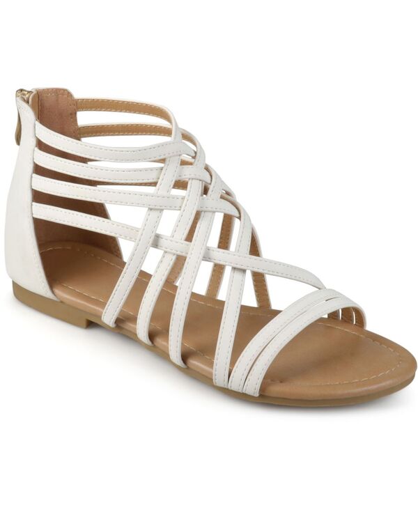 ジュルネ コレクション レディース シューズ サンダル Journee Collection Women's Hanni Crisscrosstrappy Flat Sandals White ホワイト