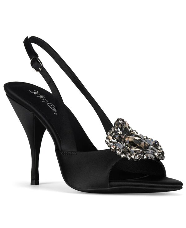 ジェフリー キャンベル レディース シューズ パンプス Jeffrey Campbell Women\u0027s Triomphe-J Embellished Slingback Pumps Black Satin Pewter 黒いこと