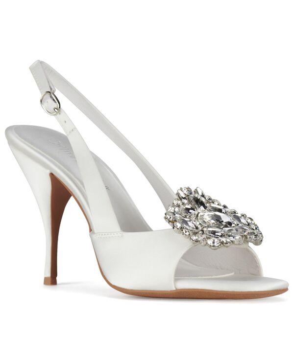 ジェフリー キャンベル レディース シューズ パンプス Jeffrey Campbell Women\u0027s Triomphe-J Embellished Slingback Pumps White Satin Silver 白いこと