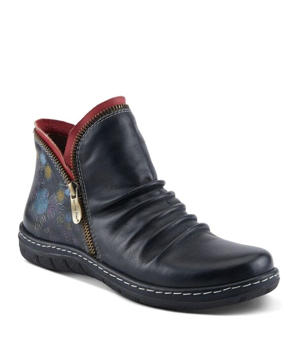 【送料無料】 ラリティステ レディース ブーツ・レインブーツ シューズ Women's Chesapeake Hand-Painted Leather Booties with Ruched Front Inside Zipper Floral Details Comfortable Boho-Inspired Ankle Boots Black