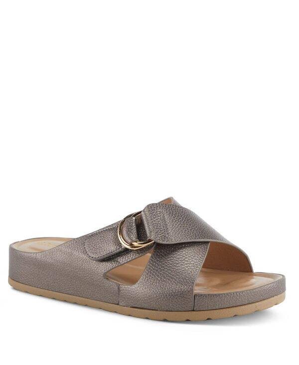 パトリシア レディース シューズ サンダル Patrizia Women s RUTHA Criss-Crosstrap Slide Sandals with Gold Buckle and Padded Insole Pewter ピューター 13,860円