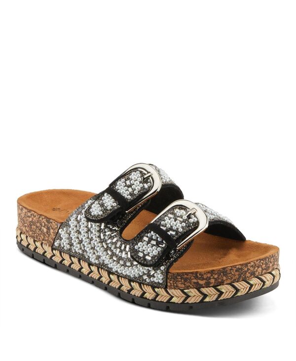 パトリシア レディース シューズ サンダル Patrizia Women's PEARLINE Pearl & Crystal Beaded Slide Wedge Sandals Black multi ブラック