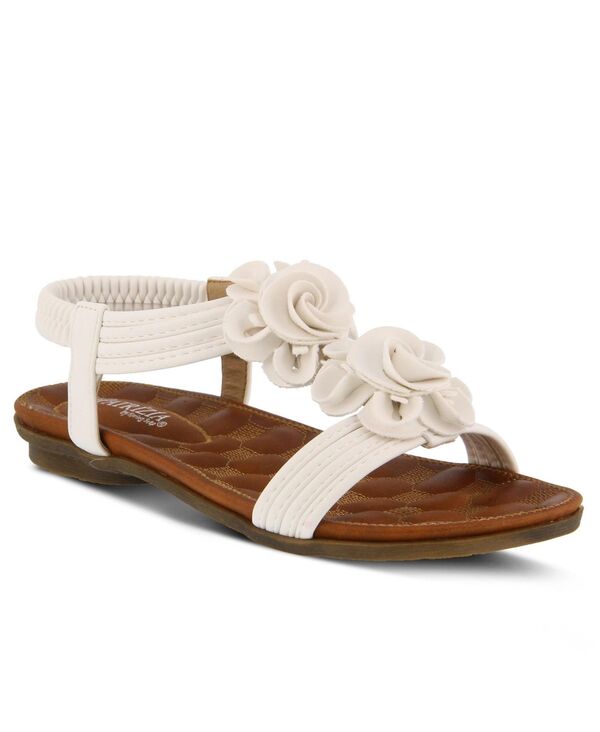 パトリシア レディース シューズ サンダル フラワー柄 キルティング フラワー Patrizia Women s Nectarine Floral T-Strap Sandal with Elastic Back and Quilted Footbed White ホワイト