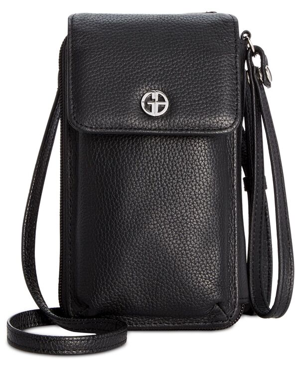 ジャーニ ベルニーニ レディース アクセサリー 財布 レザー Giani Bernini Softy Leather Tech Crossbody Wallet Black/Silver ブラック|ReVida 店