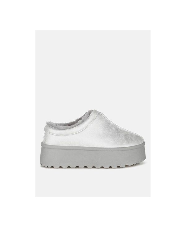 ロンドンラグ レディース シューズ パンプス プラットフォーム レザー フェイクレザー London Rag Lottys Faux Leather Platform Classic Slip-On Silver シルバー｜ReVida 店