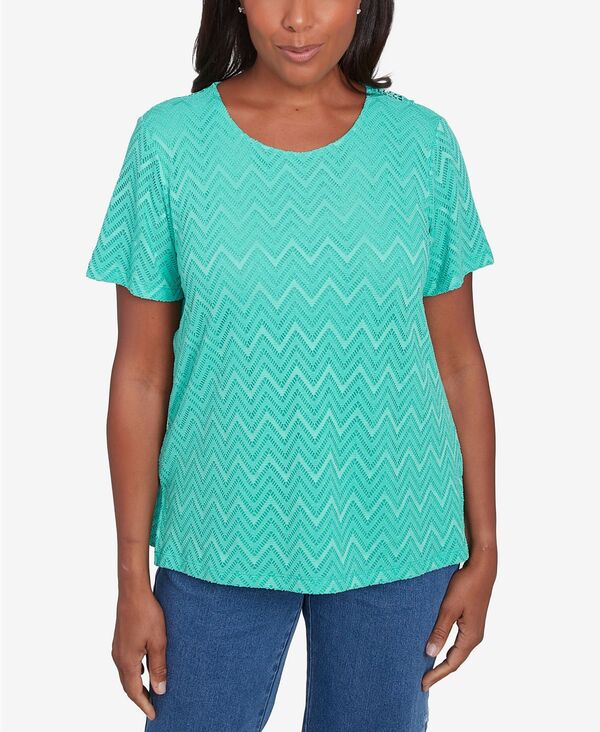 アルフレッド ダナー レディース トップス シャツ レース Alfredunner Women's Classic Textured Chevron Lace Back Top Jade