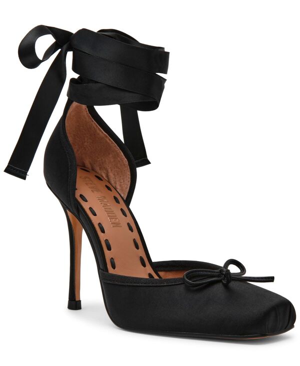 スティーブ マデン レディース シューズ パンプス レース ヒール Steve Madden Women's Larina Lace-Up High-Heel Ballet Pumps Black Satin ブラック｜ReVida 店