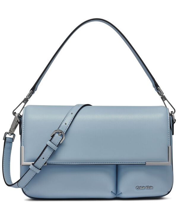 カルバンクライン レディース バッグ Calvin Klein Mica Flap Convertible Shoulder Bag Dusty Blue ブルー｜ReVida 店