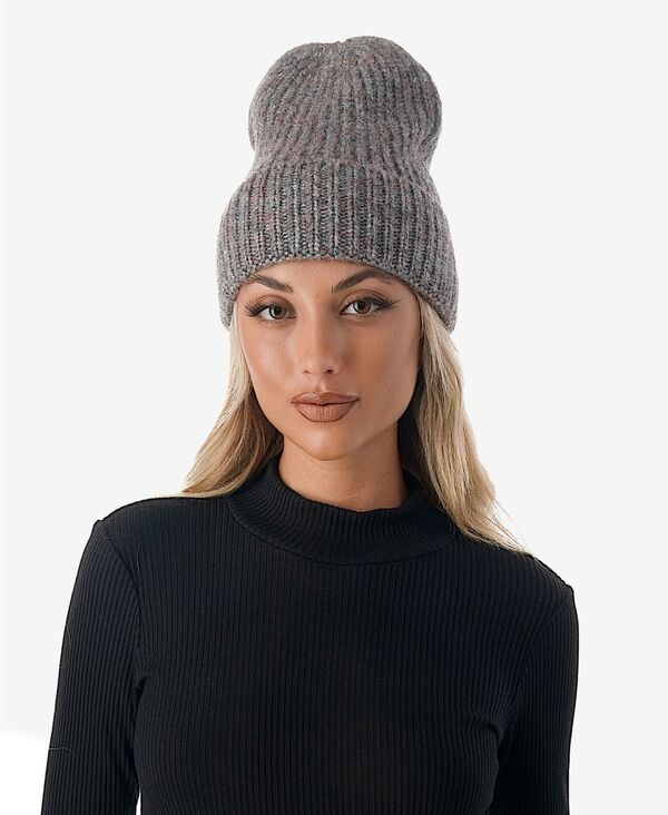 マーカスアドレール レディース アクセサリー 帽子 リブ ニット Marcus Adler Women'stretch Ribbed Knit Cuff Beanie Black ブラック