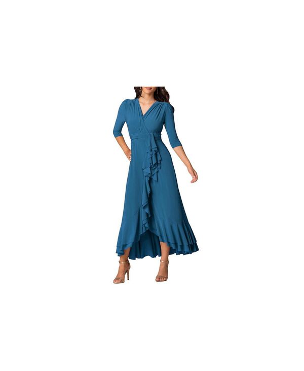 キヨナ レディース トップス ワンピース フリル Kiyonna Women's Veronica Ruffleveningown Aegean blue ブルー