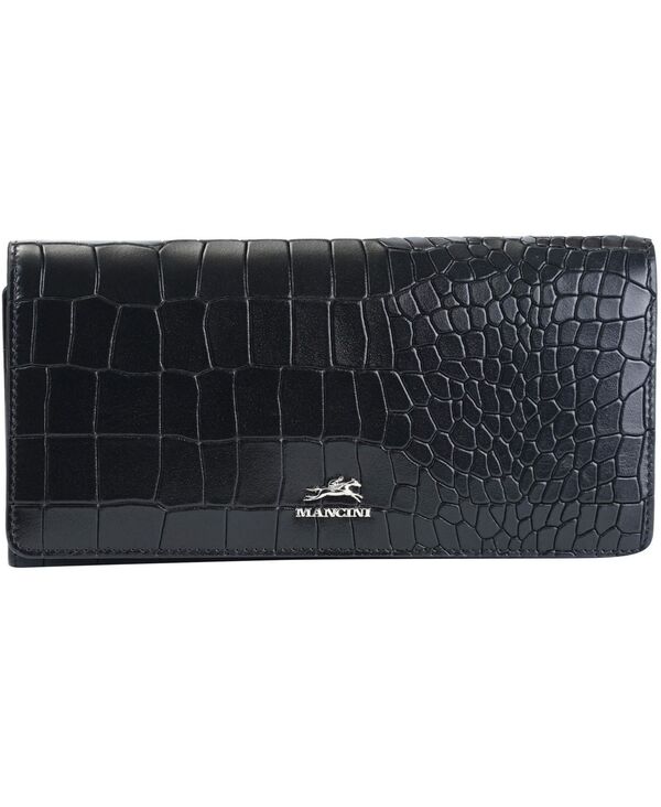 マンシーニ レディース 付属品 紙入れ Mancini Women\u0027s Croco2 RFID Secure Trifold Wallet Black 黒いこと