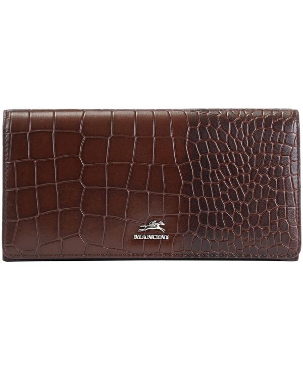 マンシーニ レディース 付属品 紙入れ Mancini Women\u0027s Croco2 RFID Secure Trifold Wallet Brown 赤銅色
