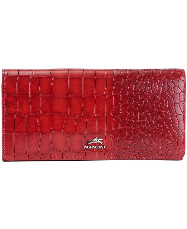 マンシーニ レディース 付属品 紙入れ Mancini Women\u0027s Croco2 RFID Secure Trifold Wallet Red 赤いこと