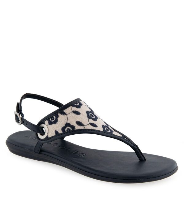 エアロソールズ レディース シューズ サンダル Aerosoles Women's Conclusion Thong Open Toe Sandals Natural/Navy Floralinen ネイビー