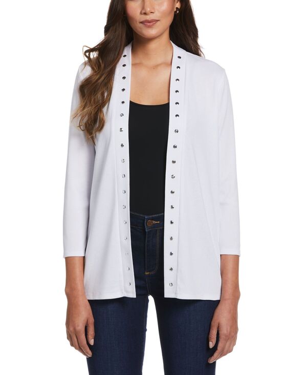 ラファエラ レディース アウター ニット・セーター クルーネック プチ カーディガン Rafaella Petite Cardigan Crew Neck Sweater White ホワイト｜ReVida 店
