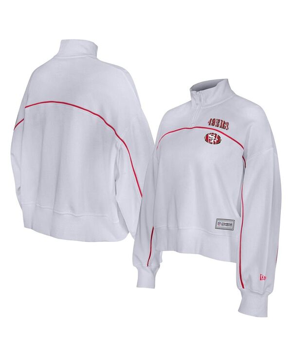 ニュー内鰓 レディース アウター パーカー・スウェット プルオーバー New Era Women\u0027s White San Francisco 49ers Functional Fandom Quarter-Zip Sweatshirt White 白いこと