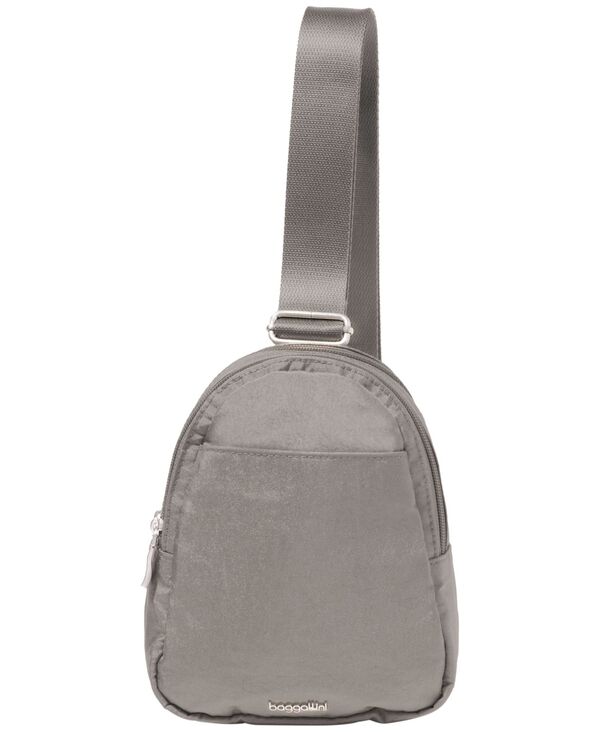 バッガリーニ レディース バッグ ミニ Baggallini Mini Double Zip Sling Bag Sterling Silver シルバー｜ReVida 店