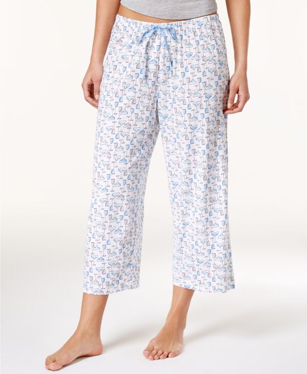 ヒュー レディース ボトムス カジュアルパンツ プリント キャップ ニット Hue Women'sleepwell Printed Knit Capri Pajama Pant Made with Temperaturegulating Technology White ホワイト|ReVida 店