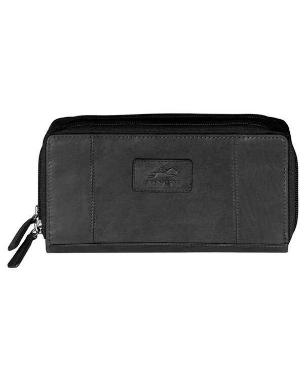 マンシーニ レディース 付属品 紙入れ Mancini Casablanca Collection RFID Secure Double Zipper Wallet Black 黒いこと