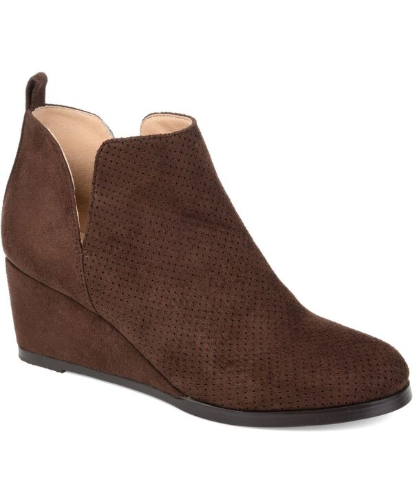 ジュルネ コレクション レディース シューズ ブーツ・レインブーツ Journee Collection Journee Womens Mylee Medium and Wide Width Pull On Wedge Booties Brown ブラウン