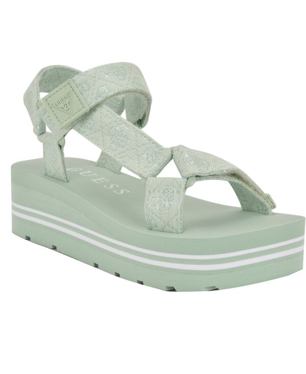 ゲス レディース シューズ サンダル ロゴ GUESS Women's Avin Logo Sport Sandals Light Green/White Logo ホワイト