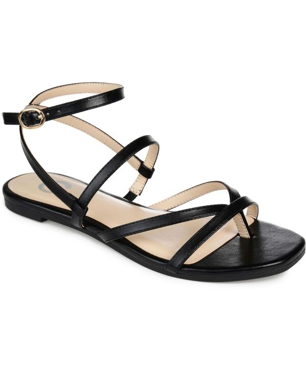 ジュルネ 寄せ合わせ レディース シューズ サンダル Journee Collection Women\u0027serissa Strappy Flat Sandals Black 黒いこと