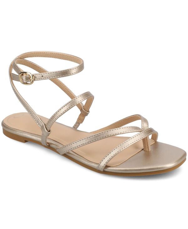 ジュルネ 寄せ合わせ レディース シューズ サンダル Journee Collection Women\u0027serissa Strappy Flat Sandals Champagne 三鞭酒