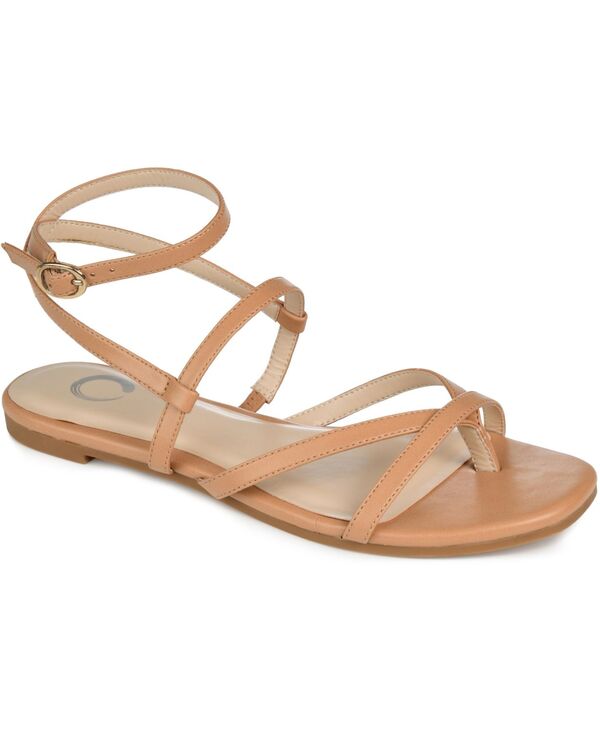 ジュルネ 寄せ合わせ レディース シューズ サンダル Journee Collection Women\u0027serissa Strappy Flat Sandals Tan タン