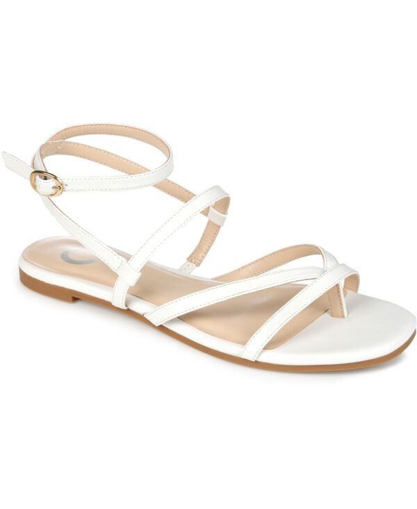 ジュルネ 寄せ合わせ レディース シューズ サンダル Journee Collection Women\u0027serissa Strappy Flat Sandals White 白いこと