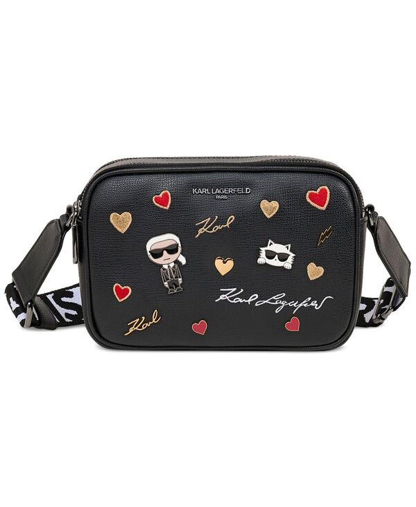 長い巻き毛 ラガーフェルド レディース 御徒面子 KARLAGERFELD PARIS Maybelle Crossbody With Cate Pins Multi/black 黒いこと バッグ-レディースバッグ