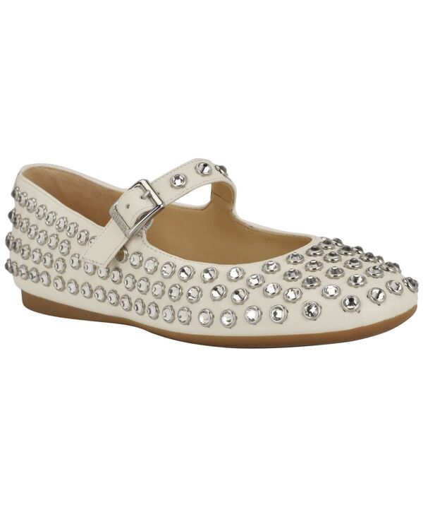 ゲス レディース シューズ パンプス GUESS Women's Kalidal Rhinestone Mary Jane Ballet Flats White Rhinestone ホワイト