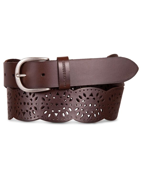 ラッキーブランド レディース アクセサリー ベルト レザー Lucky Brand Women's Perforated Scallopedge Leather Belt Brown ブラウン