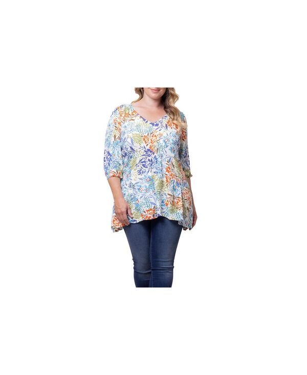 キヨナ レディース トップス シャツ Vネック プラスサイズ Kiyonna Women's Plusize Oasis V-Neck Tunic Top Santorini