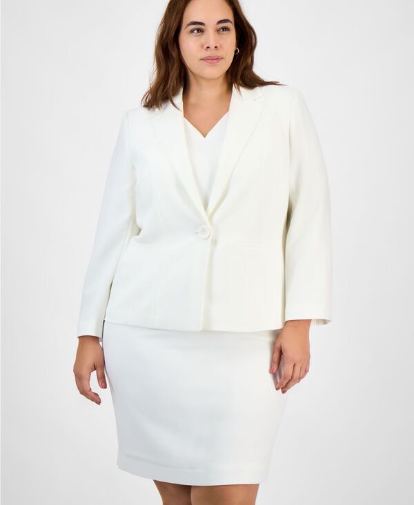 カスパール レディース アウター ジャケット・ブルゾン クレープラスサイズ ブレザー Kasper Plusize Crepe One-Button Blazer Vanilla